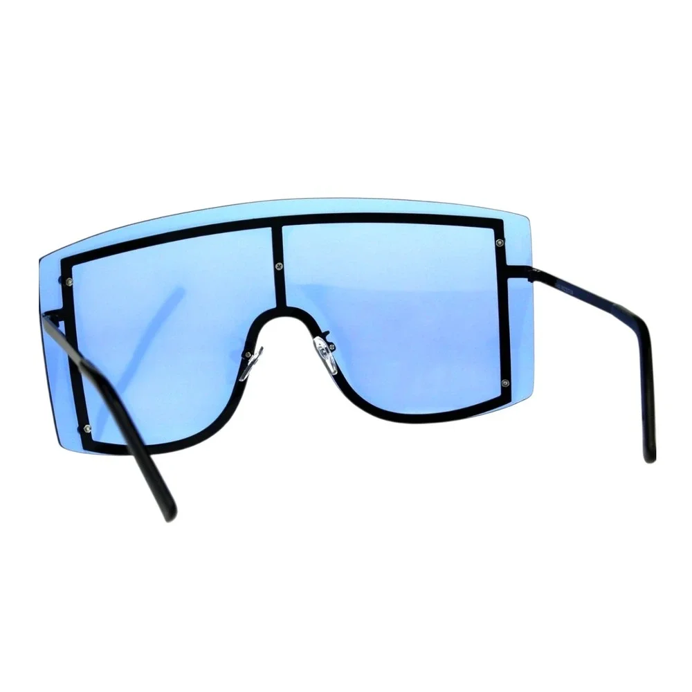 Shield Sunglasses Unisex OS Blue/clear New Futuristic Oversized Rimless